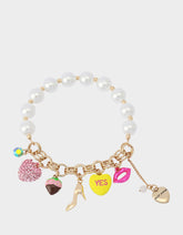 SWEETHEART CHARM STRETCH BRACELET PEARL Women's Valentine's Day Stretch Charm Pearl Bracelet