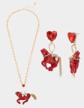YEAR OF THE HORSE BUNDLE Chinese New Year Horse Necklace and Drop Earrings Set
