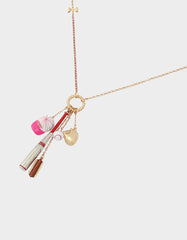 BASEBALL CHARM PENDANT NECKLACE PINK Sports-Themed Rhinestone Women's Necklace