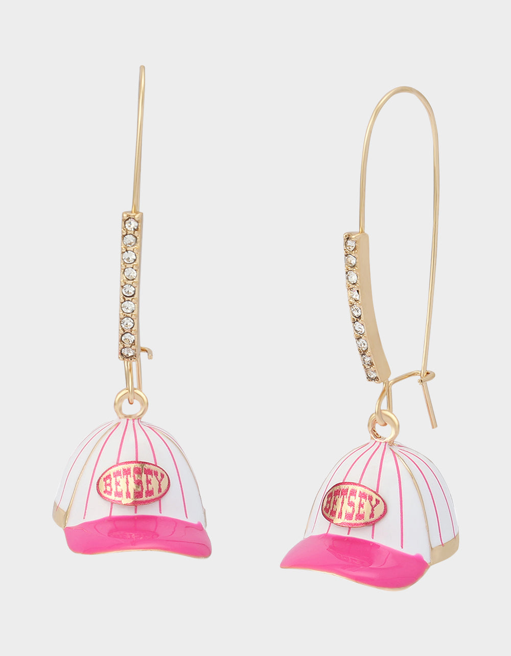 BASEBALL HAT SHEPPARD HOOK EARRINGS PINK Sport's-Themed Women's Earrings
