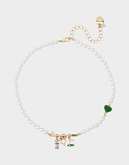 GOLF FRONTAL NECKLACE GREEN Women's Sports-Themed Golf Pearl Necklace