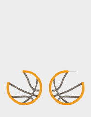 BASKETBALL HOOP EARRINGS ORANGE Sports-Themed Rhinestone Women's Earrings