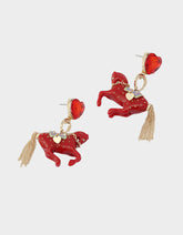 YEAR OF THE HORSE DROP EARRINGS RED Women's Chinese New Year Horse Drop Earrings