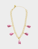 GARDEN GLAM TULIP CHARM FRONTAL NECKLACE PINK Women's Tulip Drop necklace