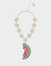 BETSEYS BACKYARD WATERMELON PENDANT MULTI Women's Watermelon Rhinestone Pendant Necklace