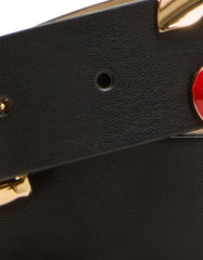 CHERRY KEEPER BELT 34MM BLACK Women's Black Faux Leather Cherry Charm Belt