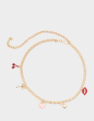 MULTI CHARM CHAIN BELT GOLD Women's Metal Charm Adjustable Belt