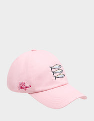 SARDINE EMBROIDERED BASEBALL CAP Women's Pink Sardine Baseball Hat