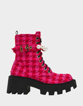 JONNIE FUCHSIA MULTI Lace-Up Platform Combat Women's Ankle Boot