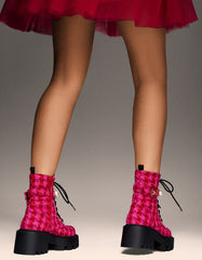 JONNIE FUCHSIA MULTI Lace-Up Platform Combat Women's Ankle Boot