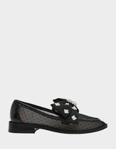 SETH BLACK Women's Mesh Pearl Bow Slip-On Loafer