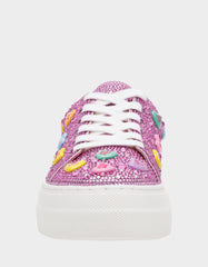 SIDNY PINK MULTI HEARTS Women's Rhinestone Candy Heart Sneaker