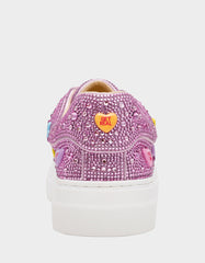 SIDNY PINK MULTI HEARTS Women's Rhinestone Candy Heart Sneaker