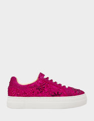 REILY Fuchsia Platform Low-Top Lace-Up Rhinestone Women's Sneaker