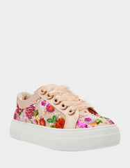 BONNY Nude Floral Sequin Mesh Floral Platform Low-Top Women's Sneaker