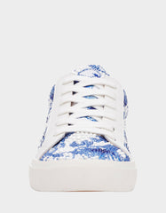 DAMON WHITE/BLUE FLORAL Women's Blue Floral Sneaker