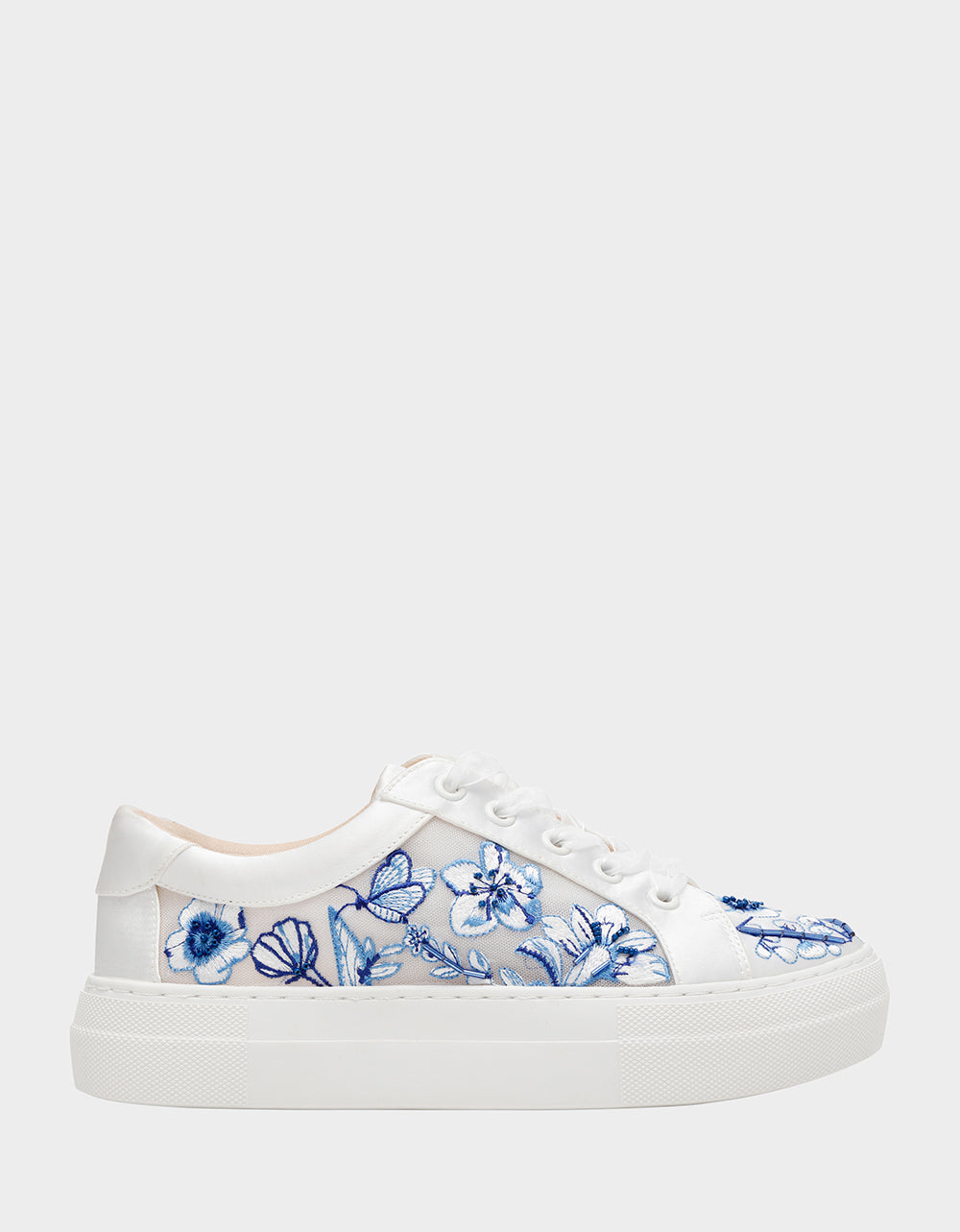 NINO BLUE FLORAL Platform Low-Top Lace-Up Sneakers