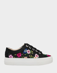 JAYLA BLACK MULTI FLORAL Platform Low-Top Lace-Up Sneaker