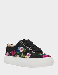 JAYLA BLACK MULTI FLORAL Platform Low-Top Lace-Up Sneaker