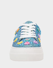 SIDNY MINT MULTI HEARTS Women's Rhinestone Candy Heart Sneakers