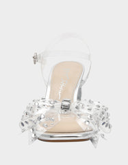 PRATT Silver Women's Rhinestone Embellished Flower Heel