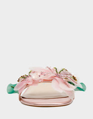 ROSIA Light Pink Flower Embellished Pearl Square-Toe Women's Block Heel