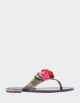 TRENTEN Black Rose Jelly Thong Strappy Women's Sandal