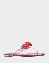 TREN01S5 FUSHIA ROSE Jelly Thong Strappy Women's Sandal