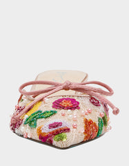 KEELY Nude Floral Pointed-Toe Mule Embellished Women's Kitten Heel