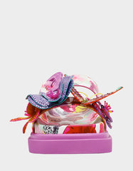 LORAYNE WHITE MULTI Women's Footbed Slip-On Sandal with Flower and Butterfly Details