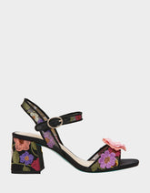 BLARE BLACK FLORAL Square-Toe Slingback Block Heel