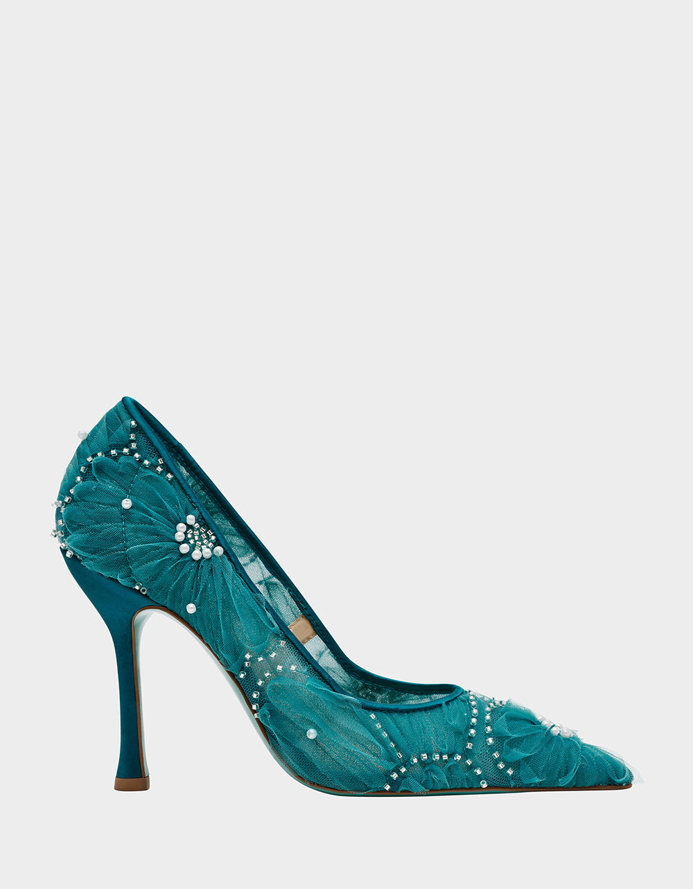 ROXIE EMERALD Pointed-Toe Mesh Stiletto Pump Women's Heel