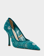 ROXIE EMERALD Pointed-Toe Mesh Stiletto Pump Women's Heel