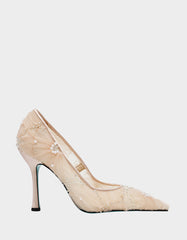 ROXIE Nude Pointed-Toe Mesh Stiletto Pump Women's Heel