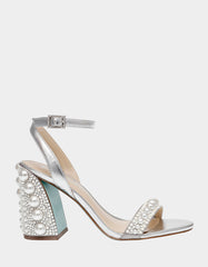 LEXI SILVER PEARL Block Heels