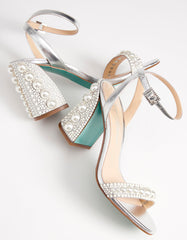 LEXI SILVER PEARL Block Heels