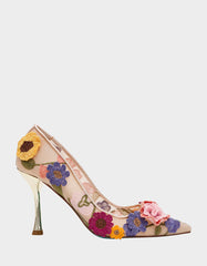AIMEY NUDE FLORAL Pointed-Toe Stiletto Pump Heel