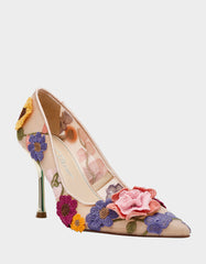 AIMEY NUDE FLORAL Pointed-Toe Stiletto Pump Heel