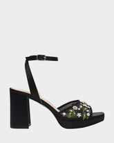 KIRRA BLACK Platform Strappy Square-Toe Block Heel