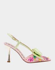 MELISA PINK MULTI Women's Floral Bow Stiletto Heel