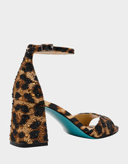 KAMI LEOPARD Block Heel Open Toe Women's Heel