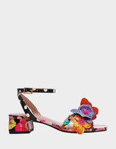 MARANDA BLACK MULTI Women's Block Floral Low Heel