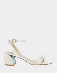 TINA IVORY Pearl Block Heel Sandal