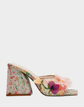 HEATH NUDE MULTI Women's Slip On Block Mule Floral Heel