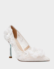 DARCY IVORY Women's High Stiletto Heel Floral Embellishments