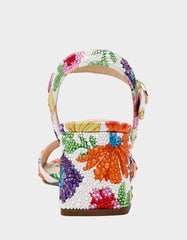 TAMY BRIGHT MULTI Women's Floral Block Heel Sandal