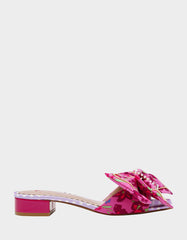 GARNET PINK FLORAL Square-Toe Mule Block Heel