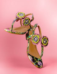 CINDII BRIGHT MULTI T-Strap Flat Thong Sandal