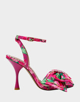 DENLY FUCHSIA FLORAL Square-Toe Strappy Heel