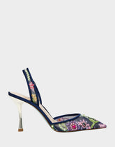 VELMA NAVY MULTI Pointed-Toe Stiletto Pump Mesh Heel